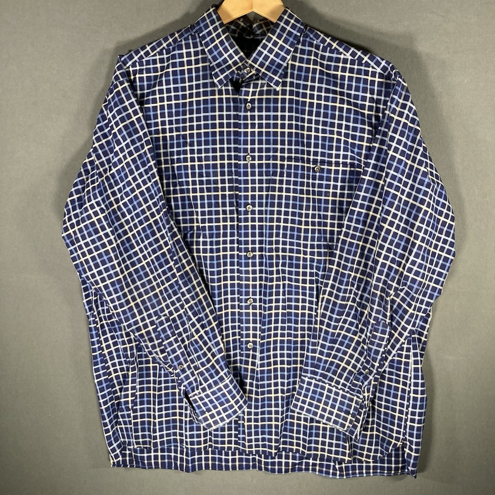 Ike Behar NY Button Up Casual Dress Shirt Mens 2XL Blue‎